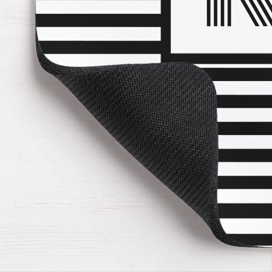 Aangepaste initialen Zwart-wit Gestreept Muismat (Hoek)