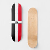 Aangepaste Initialen Zwart, Wit & Rood Skateboard (Voorkant)