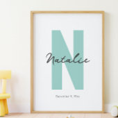 Aangepaste initiële Baby Naam en geboortedatum Mod Poster