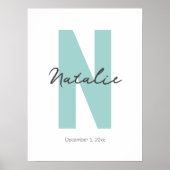 Aangepaste initiële Baby Naam en geboortedatum Mod Poster (Voorkant)