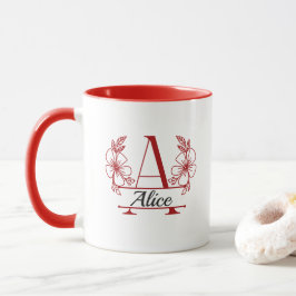 Aangepaste initiële bloemrijke monogrammok mok