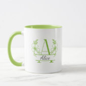 Aangepaste initiële bloemrijke monogrammok mok (Links)