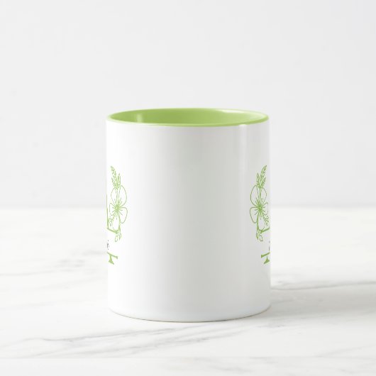 Aangepaste initiële bloemrijke monogrammok mok (Midden)