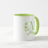 Aangepaste initiële bloemrijke monogrammok mok (Voorkant rechts)