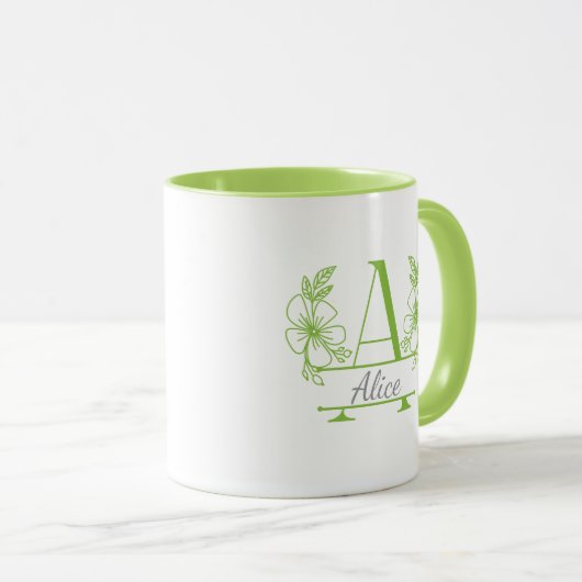 Aangepaste initiële bloemrijke monogrammok mok (Voorkant rechts)