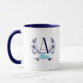 Aangepaste initiële bloemrijke monogrammok mok (Links)
