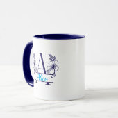 Aangepaste initiële bloemrijke monogrammok mok (Voorkant links)