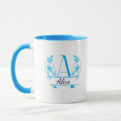 Aangepaste initiële bloemrijke monogrammok mok (Links)