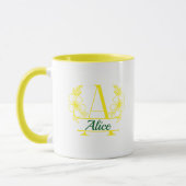 Aangepaste initiële bloemrijke monogrammok mok (Links)