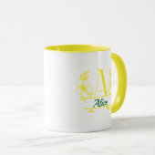 Aangepaste initiële bloemrijke monogrammok mok (Voorkant rechts)