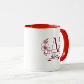 Aangepaste initiële bloemrijke monogrammok mok (Voorkant rechts)