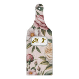 Aangepaste initiële chic vintage rozen cottagecore snijplank