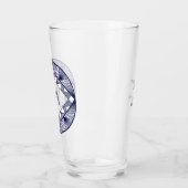 Aangepaste initiële elegante mannelijke marineblau glas (Links)