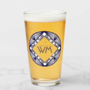 Aangepaste initiële elegante mannelijke marineblau glas