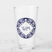 Aangepaste initiële elegante mannelijke marineblau glas (Voorkant)