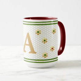 Aangepaste initiële letter | Chic gouden madeliefj Mok