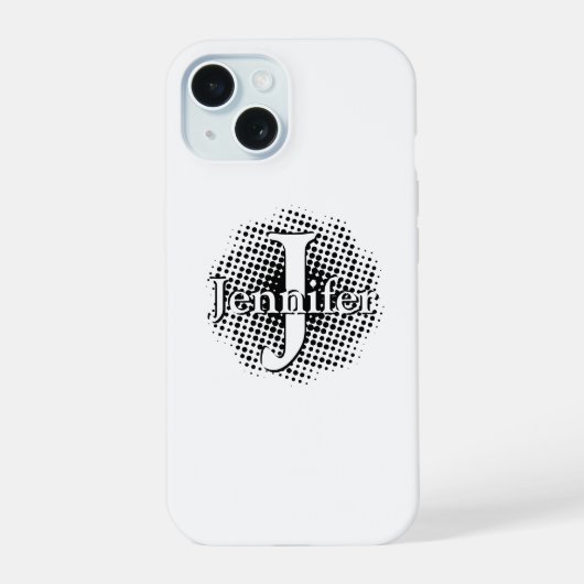 Aangepaste initiële letter en naam iPhone 15 case (Achterkant)
