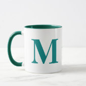 Aangepaste initiële letter naam | Modern Teal Mono Mok (Links)