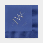Aangepaste initiële letters Blauw Zilver Verjaarda Folie Servetten (Voorkant)