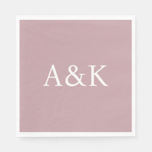 Aangepaste initiële letters op stoffig roze mauve  servet