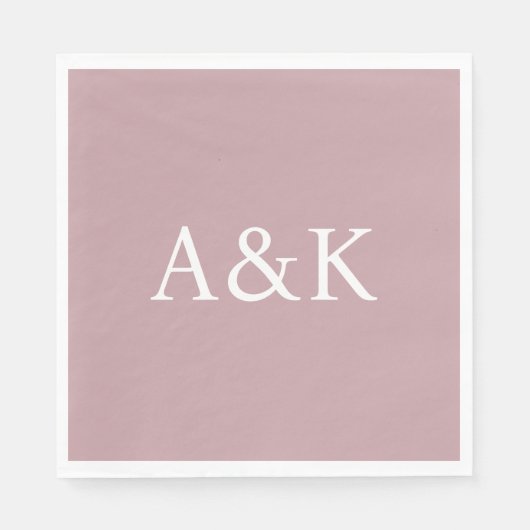 Aangepaste initiële letters op stoffig roze mauve servet (Voorkant)