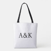 Aangepaste initiële letters op wit tote bag (Achterkant)