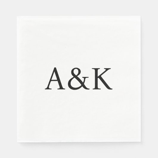 Aangepaste initiële letters op witte trouw servet (Voorkant)