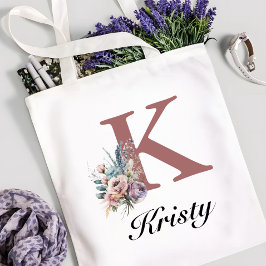 Aangepaste initiële & meisjesnaam gepersonaliseerd tote bag