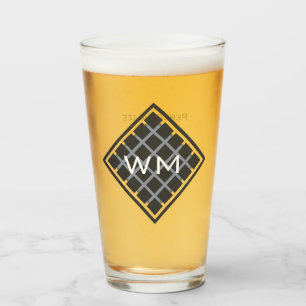 Aangepaste initiële moderne elegante mannelijke ch glas