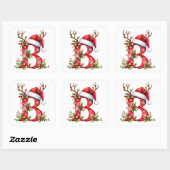 Aangepaste initiële monogram B rendier kerstmannen Vierkante Sticker (Vel)