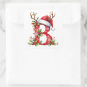 Aangepaste initiële monogram B rendier kerstmannen Vierkante Sticker (Tas)