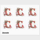 Aangepaste initiële monogram C rendier Santa's hoe Vierkante Sticker (Vel)