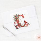 Aangepaste initiële monogram C rendier Santa's hoe Vierkante Sticker (Envelop)