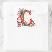 Aangepaste initiële monogram C rendier Santa's hoe Vierkante Sticker (Tas)