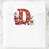 Aangepaste initiële monogram D hert Kerstman sneeu Vierkante Sticker (Tas)