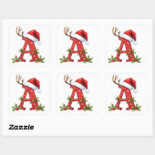 Aangepaste initiële monogram Een rendier Sinterkla Vierkante Sticker (Vel)