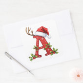 Aangepaste initiële monogram Een rendier Sinterkla Vierkante Sticker (Envelop)