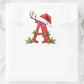 Aangepaste initiële monogram Een rendier Sinterkla Vierkante Sticker (Tas)