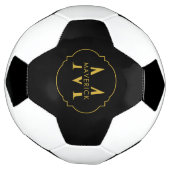 Aangepaste initiële naam Elegant Modern Zwart Voetbal (Gedraaid)