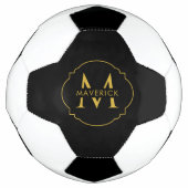 Aangepaste initiële naam Elegant Modern Zwart Voetbal (Voorkant)