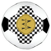 Aangepaste initiële naam Elegant Modern Zwart Voetbal (Gedraaid)