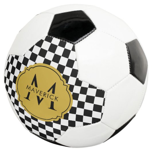 Aangepaste initiële naam Elegant Modern Zwart Voetbal (Drie kwart)