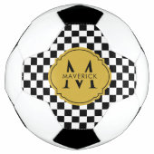 Aangepaste initiële naam Elegant Modern Zwart Voetbal (Voorkant)