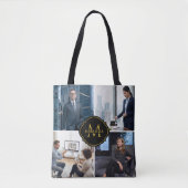 Aangepaste initiële naam met vier afbeeldingen uni tote bag (Voorkant)