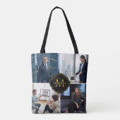 Aangepaste initiële naam met vier afbeeldingen uni tote bag (Achterkant)
