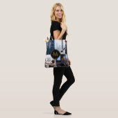 Aangepaste initiële naam met vier afbeeldingen uni tote bag (Op model)