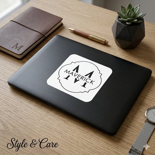 Aangepaste initiële naam Stijlvol Modern Stijlvol Vierkante Sticker