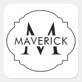 Aangepaste initiële naam Stijlvol Modern Stijlvol Vierkante Sticker (Voorkant)