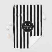 Aangepaste initiële naam zwart-wit gestreepte golf golfhanddoek (Insitu)