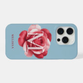 Aangepaste initiële roos iPhone hoes | Moderne blo Hoesje (Achterkant horizontaal)